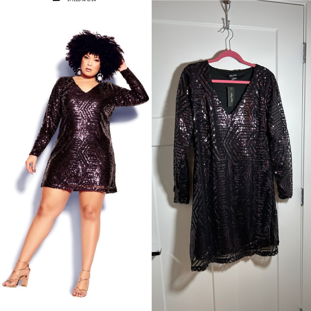 Plus size purple sequin party dress